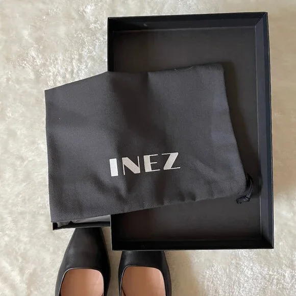 Inez Coco slingback square toe block heel pump in Black Nappa size 10.5 - Picture 13 of 13